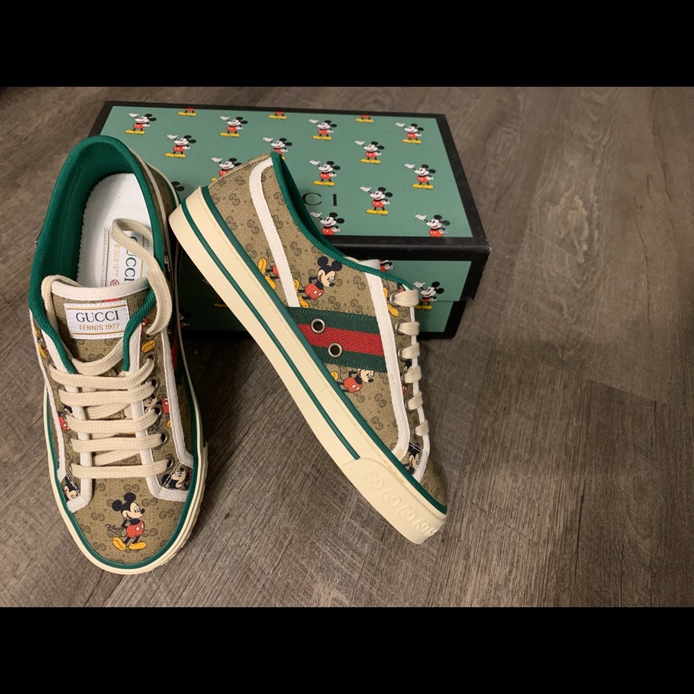 New GUCCI Disney Mikey Mouse Sneakers With GG Guccissima Logo